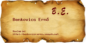 Benkovics Ernő névjegykártya